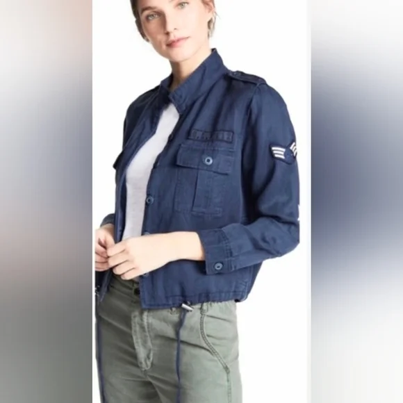Rails Indigo Linen Military Style Jacket Medium *C7 - Picture 3 of 10